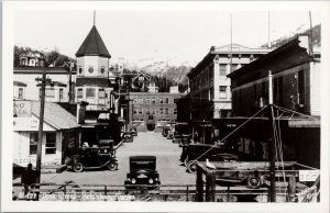 Dock Street Ketchikan Alaska Street Scene Unused Schallerers RPPC Postcard H17