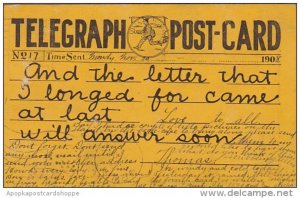Tellegraph Postcard Sent 30 November 1908