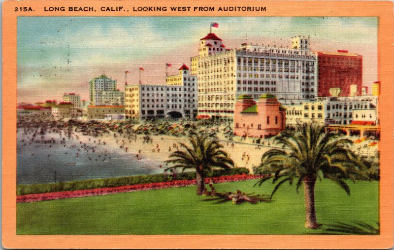 Long Beach, California West from Auditorium, Hotels, Scenic Beach View-A32 