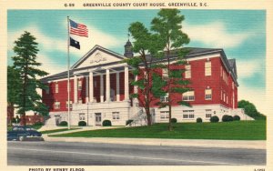 Vintage Postcard 1930's Greenville County Court House Greenville South Carolina