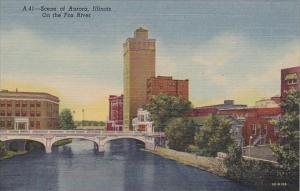 Scene Of Aurora On the Fox River Aurora Illinois