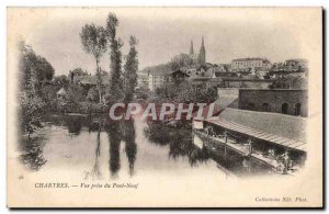 Old Postcard Chartres View Pont Neuf taken