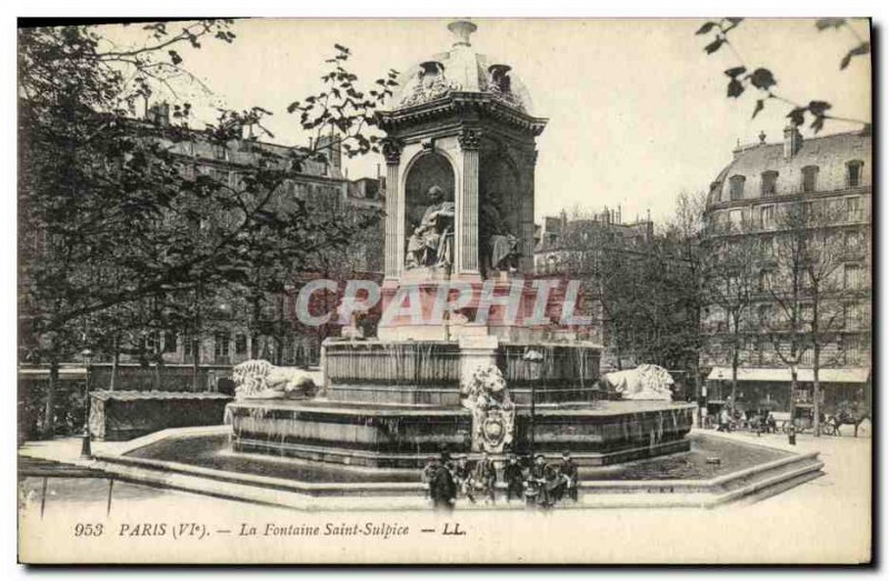 Old Postcard Paris Fountain Saint Sulpice