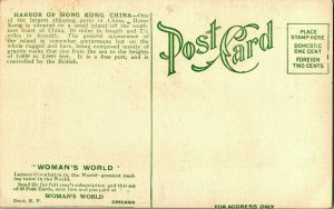 Hong Kong China Harbor UNP Women's World Magazine Postcard 1910s