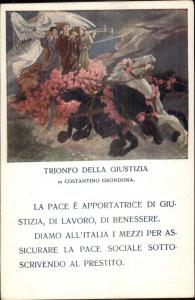 Italian Triumph of Justice Costantino Grondona - Horses Angels c1910 Postcard