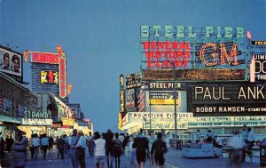 STEEL PIER 1960s Night Scene Neon Signs ATLANTIC CITY, NJ 1972 Vintage Postcard