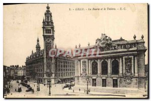 Postcard Old Lille Stock Exchange and Theater