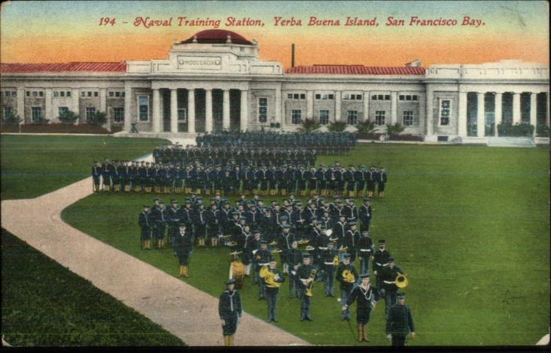 San Francisco CA Yerba Buena Island Navy Station Music Band c1910 Postcard