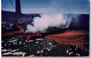 Mauna Kea Active Volcano Molten Masses of Liquid Rock Inside Rim Hawaii Postcard