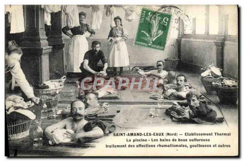 Postcard Old Saint Amand Les Eaux Establishment Pool sulphurous mud baths tre...