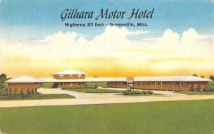 Greenville Mississippi Gilhara Motor Hotel Street View Antique Postcard K56564