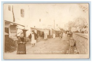 c1920's Street In The Arab Quarter Bizerta Tunisia RPPC Photo Vintage Postcard 