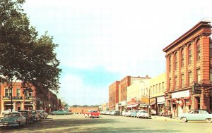Owatonna MN Broadway Street Storefronts Old Cars, Postcard