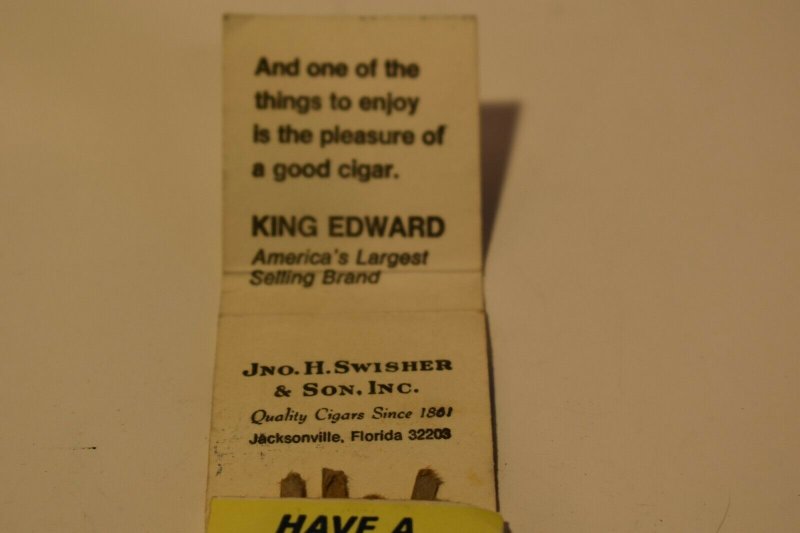 Jno. H. Swisher & Son Inc. King Edward Cigars Matchbook Cover