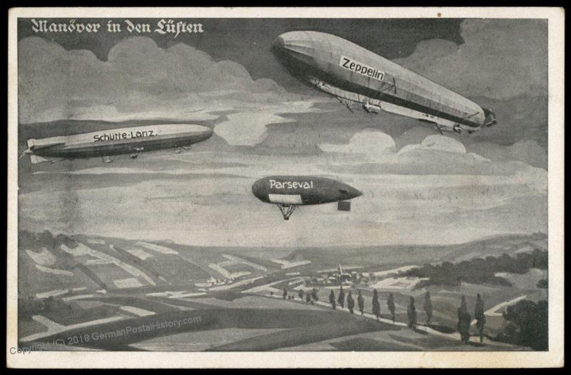 Germany Zeppelin Schuette Lanz Parseval Pioneer Airships In Flight PPC 78693