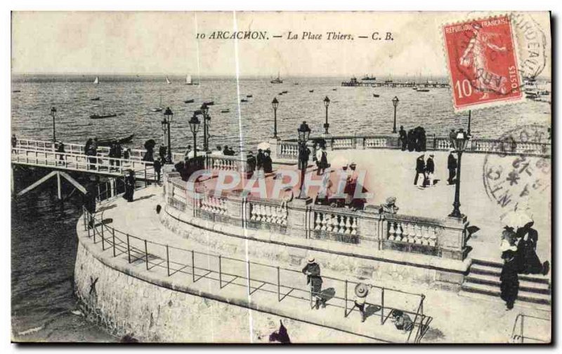 Old Postcard Arcachon La Place Thiers