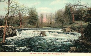 Vintage Postcard 1920's The Falls Hunt's Mills East Providence R.I. Litho-Chrome