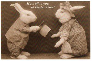 Hats Off to you at Easter Time Harry Wittier Frees Sepia Postcard. Printed 1983