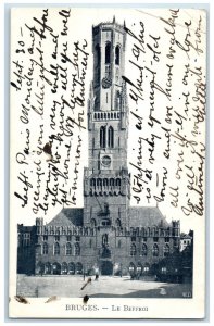 1902 View of Le Beffroi Building Bruges Belgium Antique Posted Postcard