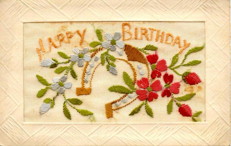 Embroidered Silk  - Happy Birthday