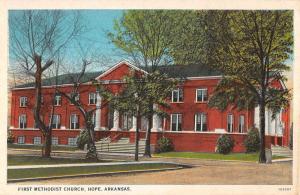 Hope Arkansas First Methodist Church Street View Antique Postcard K88436