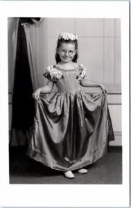 RPPC  Beautiful Dressed Up LITTLE GIRL w/ Glasses  Flower Girl? 1940s Postcard*