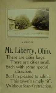 C.1900-10 RPPC Main St. Looking East Mt. Liberty, OH Vintage Postcard F76