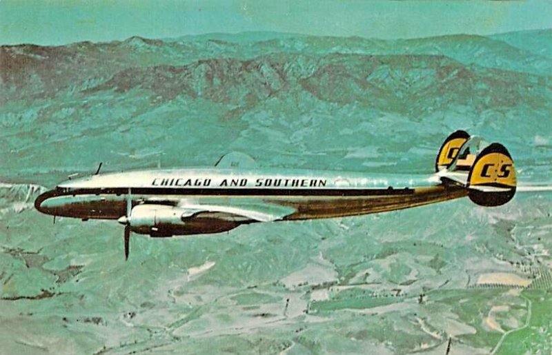 Airline Postcards Chicago& Southern Airlines Lockheed L-649 A Merged with Delta