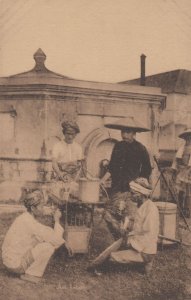 Java Indonesia Ice Cream Sellers Asian Dairy Machine Antique Postcard