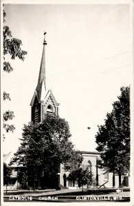 RPPC Clintonville Wisconsin Catholic Church Real Photo Postcard V6