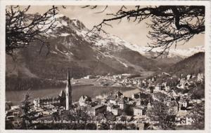 Switzerland St Moritz Dorf und Bad mit Piz Surley Piz Corvatsch und Piz Maron...