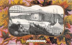 St John New Brunswick Canada Bridges And Falls Antique Postcard K37920