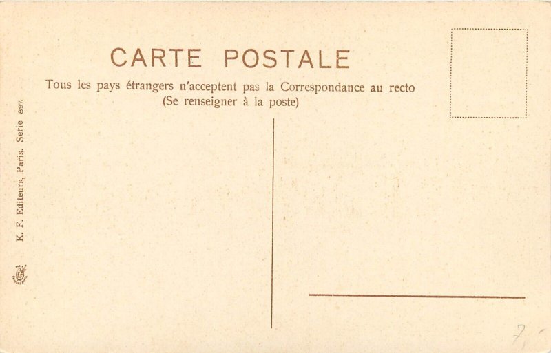 Boulanger Postcard; Orange Tabby & White Cat by Red Curtains, K.F. Paris 897