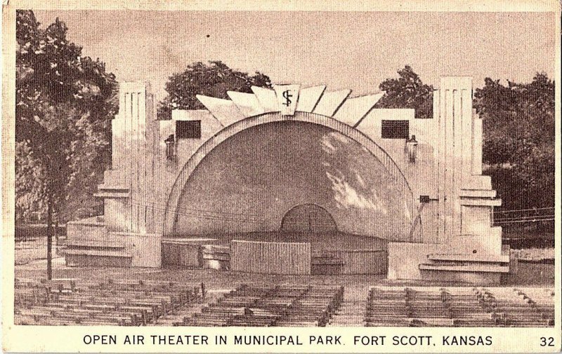 Open Air Theater Municipal Park Fort Scott Kansas Postcard Standard View Card 