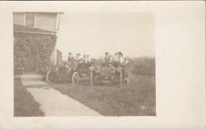Automobiles Adults Children Unknown Location Unused Real Photo Postcard G64