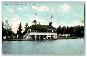 1910 Bathing At Tashmoo Park St. Clair Flats. Detroit Michigan MI Postcard
