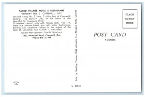 c1950's Parco Village Motel & Restaurant Cornwall Ontario Canada Postcard