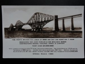 The Forth Bridge, The Labour of 5000 men day & night for 7 years Old RP Postcard