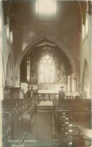 Bolton Church Interior C-1910 UK Lancashire RPPC Photo Postcard 20-9390