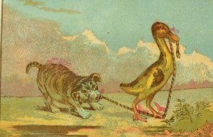 1880's-90's The Chicago Metal Felloe Co. Vehicle Wheel Duck Pulling Dog P61