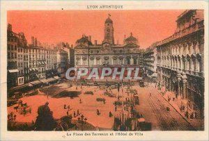 Old Postcard Lyon Place Bellecour and Hotel de Ville