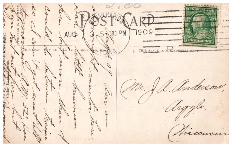 1909 Bear Pit Bever Park Cedar Rapids Iowa Vintage Postcard Posted