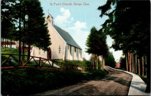 Postcard QC Gaspe St. Paul's Church Dirt Road RARE ~1910 K29