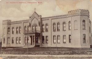 Crookston Minnesota birds eye view St Vincents Hospital antique pc Z12736 