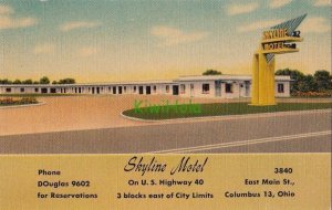 Postcard Skyline Motel Columbus Ohio OH