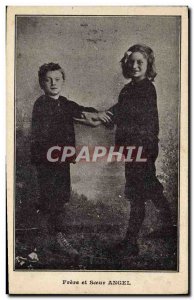 Old Postcard Theater Brother and sister Angel