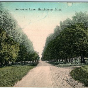 1909 Hutchinson, Minn. Anderson Lane Road Postcard Posted @ Silver Lake MN A50