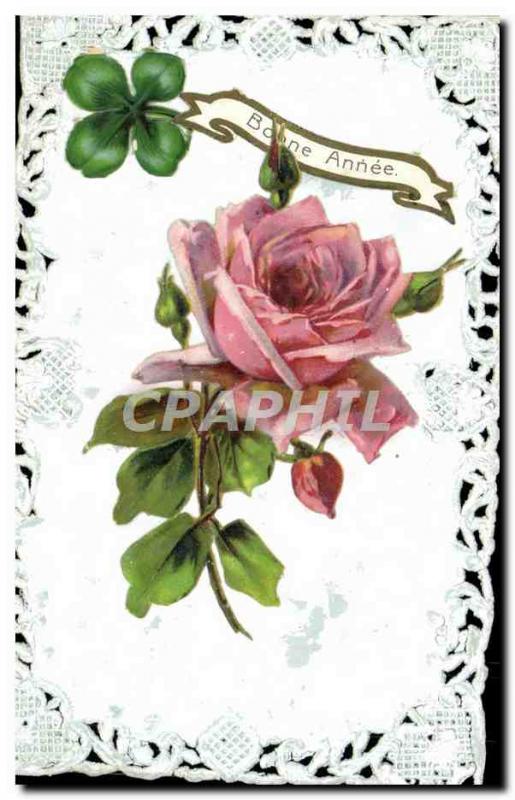 Old Postcard Fantasy Flowers embroidered