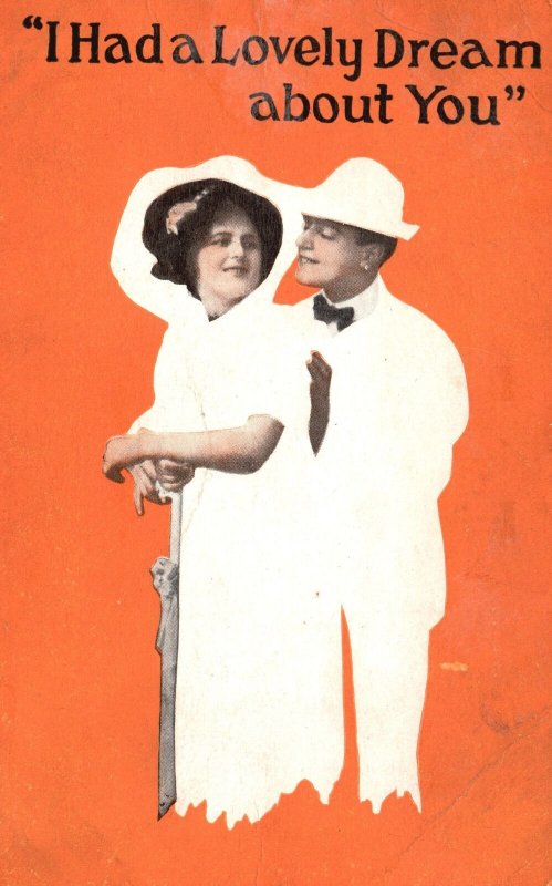 Vintage Postcard 1910s I Had Lovely Dream About You! Man Hugging Woman Lovers