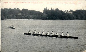 Wellesley MA Wellesley College Women Rowing Crew c1900-20s Vintage Postcard